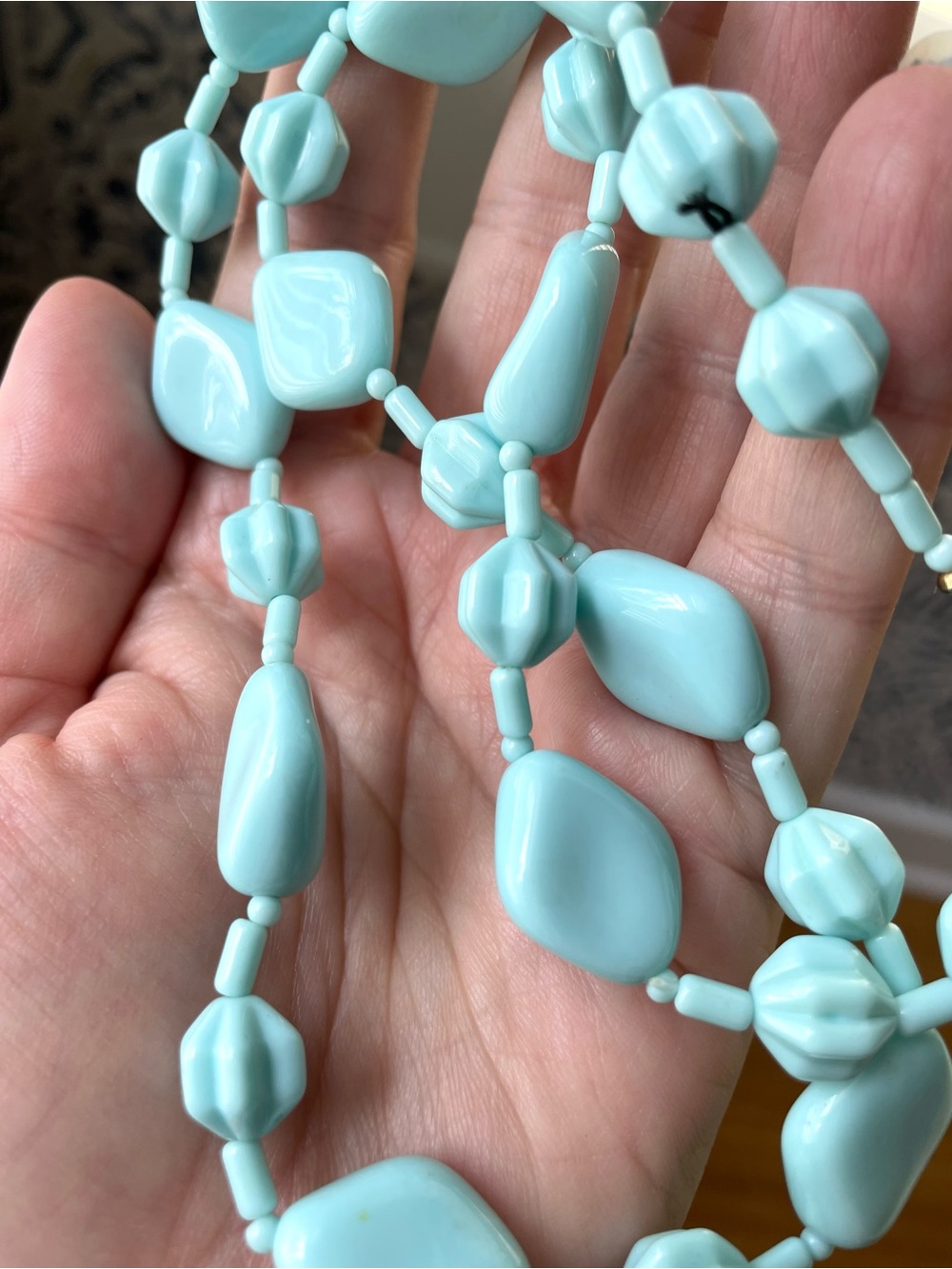 Vintage baby blue plastic beaded necklace ‘80s whimsical retro